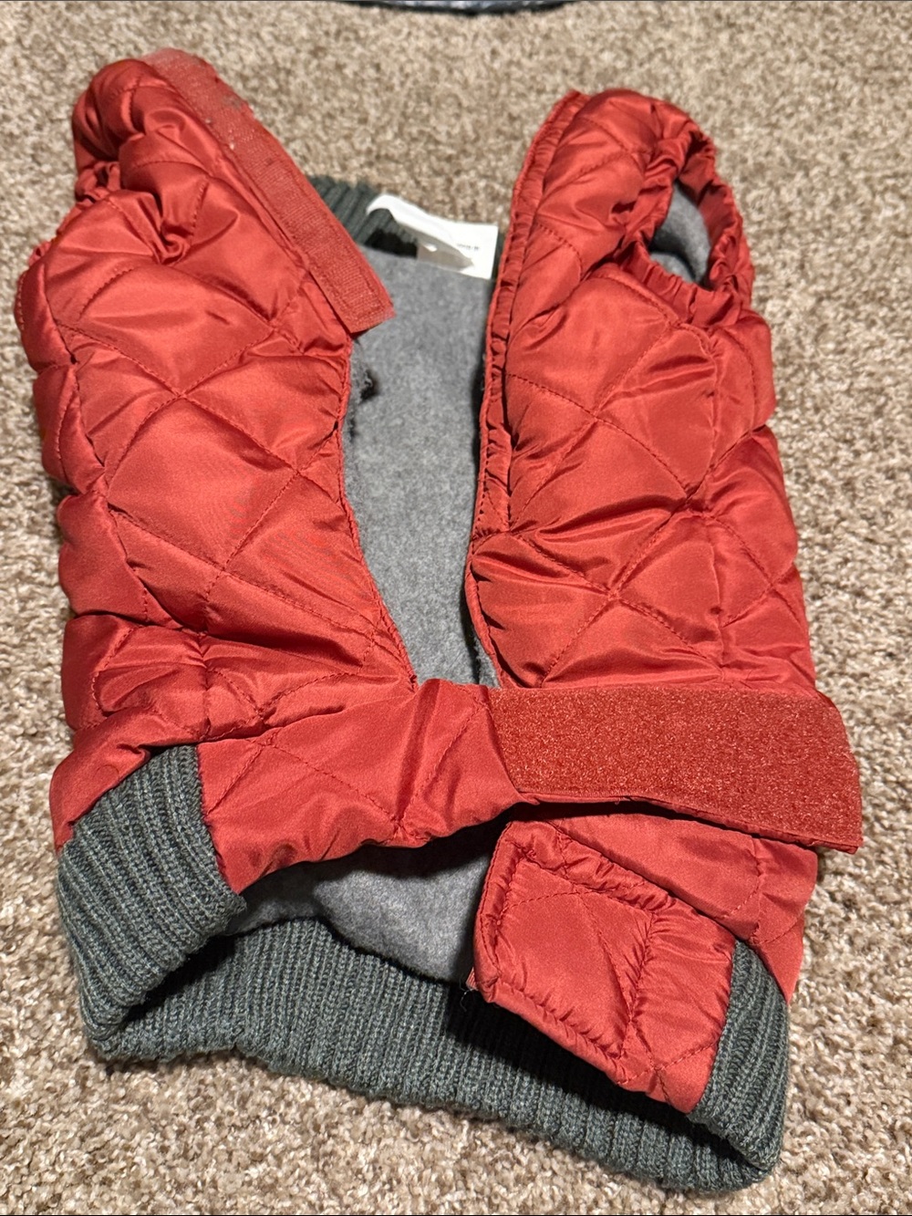 Quilted rust orange tech vest w/sweater accents for dogs (L) EUC!